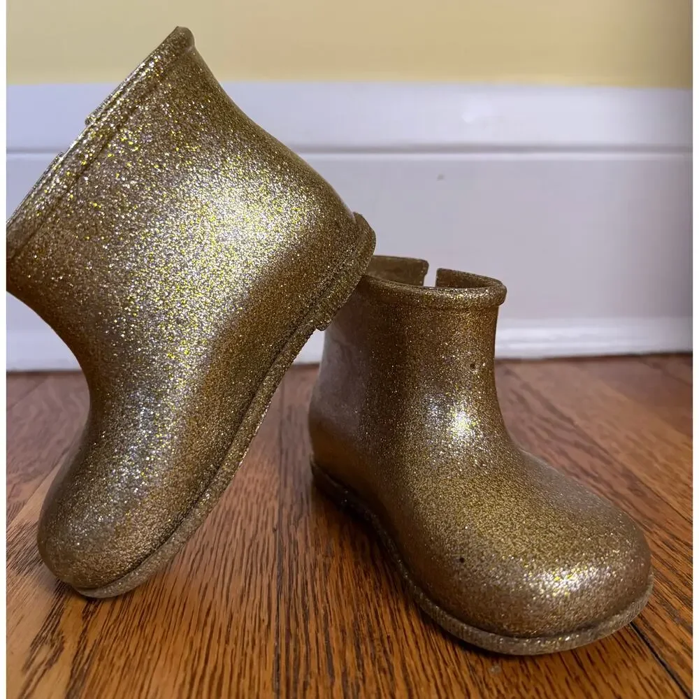Mini Melissa Girls' Gold Boots Size 6 Toddler